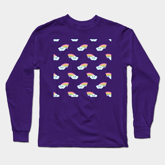 Kawaii Cute Rainbow Pattern in Purple Long Sleeve T-Shirt by Kelly Gigi